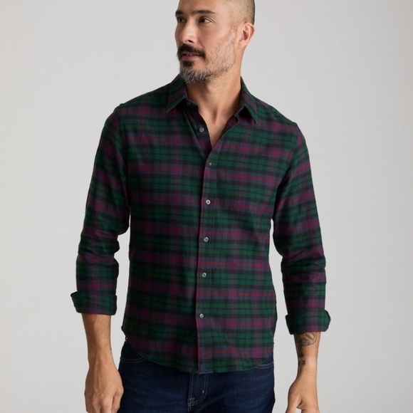 UNTUCKit Slim Fit Flannel Shirt - Men’s Large - Green/Red Plaid Button Down - Picture 1 of 14